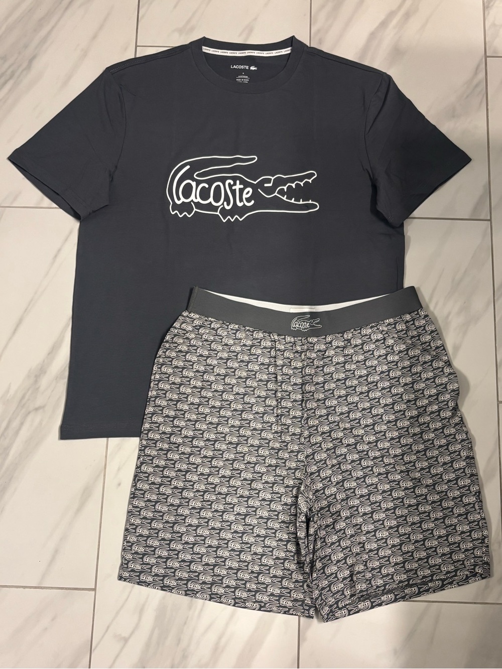 Men’s Lacoste Sleepwear Set T-Shirt and All Over Shorts
